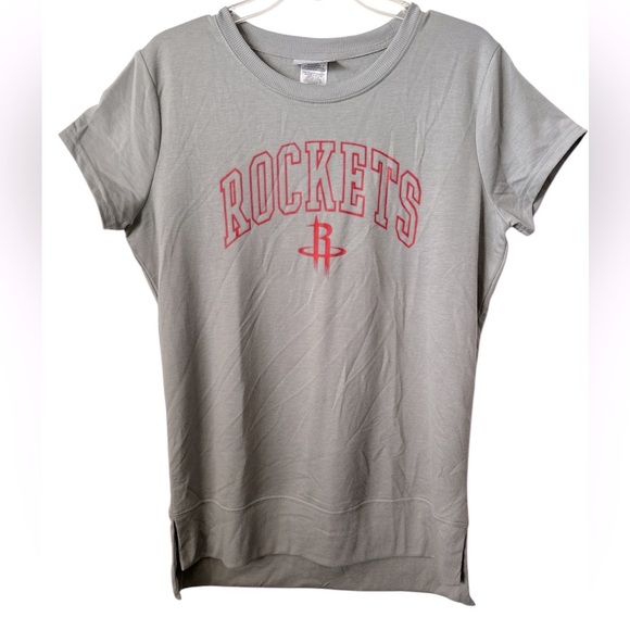 NBA Rockets Gray Small Mdium Short Sleeves Hi Lo TShirt BNWT - Picture 1 of 4